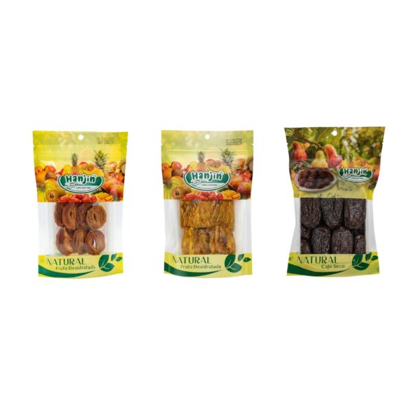 kit frutas secas 400g sapoti,caju seco+caju 200g sem adição de açúca hanjin