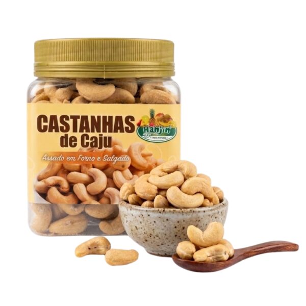 castanha de caju salgado no pote 380g assada no forno sem Óleo hanjin