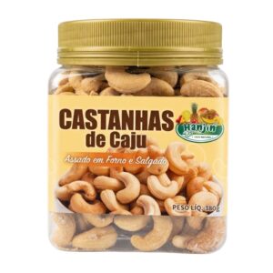 castanha de caju salgado no pote 380g assada no forno sem Óleo hanjin