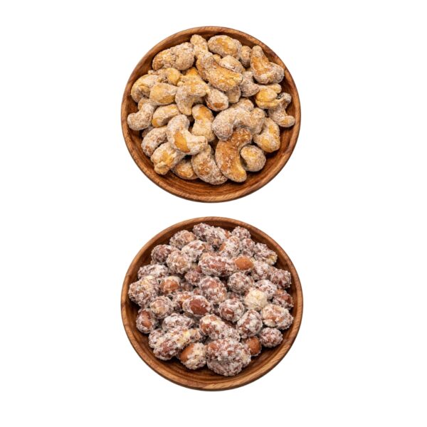 kit castanha de caju doce crocante 370g e amendoim caramelizado 350g hanjin