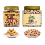 kit premium castanha de caju com alho e sal 380g e doce crocante 370g sem Óleo hanjin