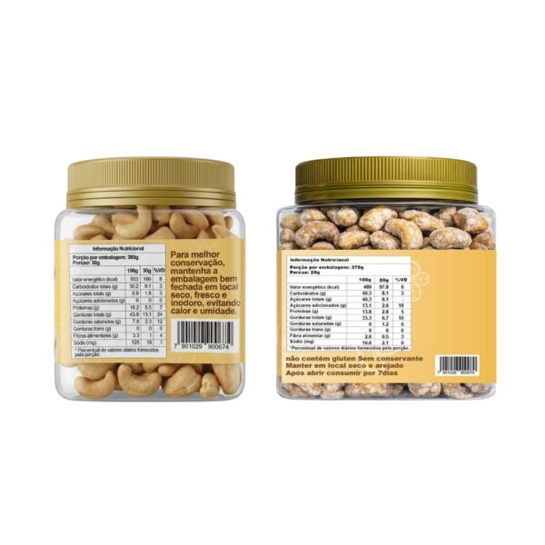 kit premium castanha de caju com alho e sal 380g e doce crocante 370g sem Óleo hanjin