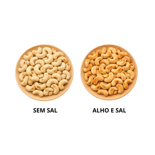 kit castanha de caju sem sal,com alho e sal pote 380g x2 assada sem Óleo hanjin