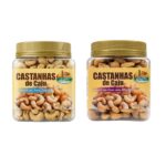 kit castanha de caju sem sal,com alho e sal pote 380g x2 assada sem Óleo hanjin
