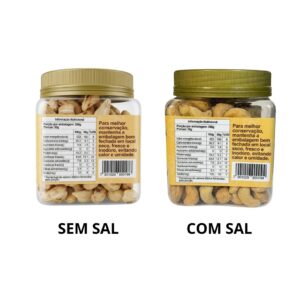 kit castanha de caju sem sal,salgado,pote 380g x2 assada sem Óleo hanjin