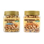 kit castanha de caju sem sal,salgado,pote 380g x2 assada sem Óleo hanjin