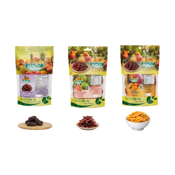 kit frutas secas goiaba,manga 100g x 2,caju 200g sem adição de açúca hanjin