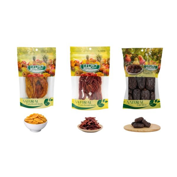 kit frutas secas goiaba,manga 100g x 2,caju 200g sem adição de açúca hanjin