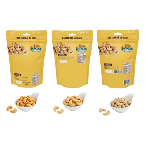 kit castanha de caju com alho e sal,sem sal,salgado 3x250g sem Óleo hanjin