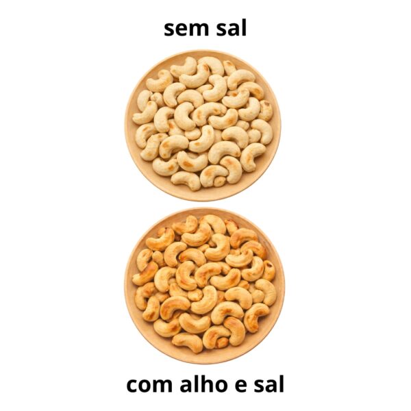 kit castanha de caju com alho e sal ,sem sal 2x250g assada sem Óleo hanjin
