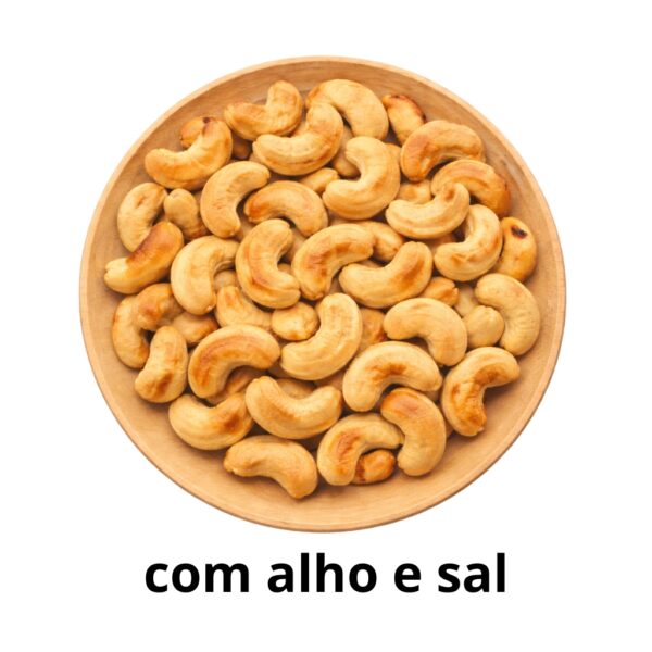 kit castanha de caju salgado,com alho e sal 250g x2 assada sem Óleo hanjin