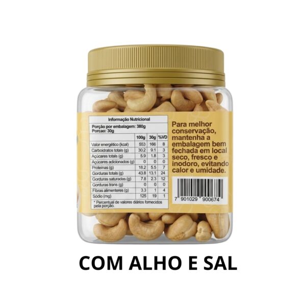 kit castanha de caju com alho e sal,sem sal,salgado pote 380gx3 assada sem Óleo hanjin