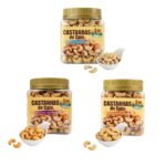 kit castanha de caju com alho e sal,sem sal,salgado pote 380gx3 assada sem Óleo hanjin