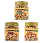 kit castanha de caju com alho e sal,sem sal,salgado pote 380gx3 assada sem Óleo hanjin
