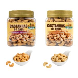 kit castanha de caju salgado,com alho e sal pote 380g x2 assada sem Óleo hanjin