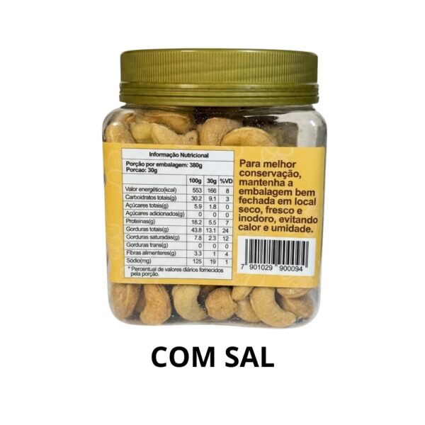 kit castanha de caju salgado,com alho e sal pote 380g x2 assada sem Óleo hanjin