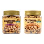 kit castanha de caju salgado,com alho e sal pote 380g x2 assada sem Óleo hanjin